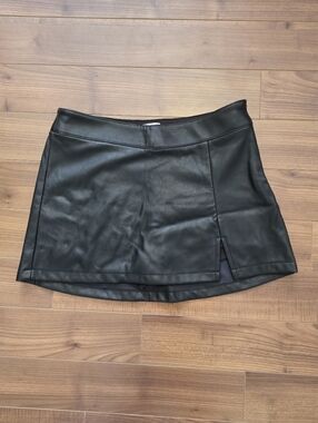 GARAGE Black Faux Leather Mini Skirt with Built-in Shorts